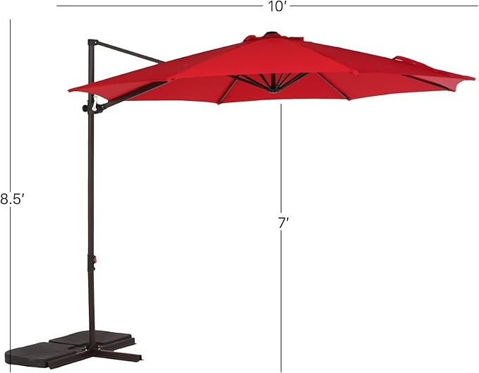 Grand patio 10Ft Cantilever Patio Umbrella, 360-Degree Rotation Large Outdoor Umbrella, Hanging Offset Umbrella, Easy Tilt, Heavy-Duty Polyester Canopy, Steel Frame, for Patio Pool Deck, Round