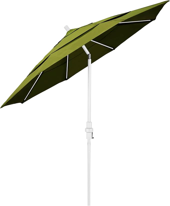 California Umbrella 11' Round Crank Lift, Collar Tilt, Aluminum Pole, Fiberglass Rib Patio Umbrella, White Finish