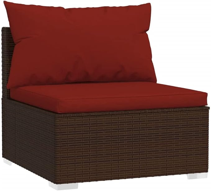 Patio Lounge Set with Cushions,Outdoor Table and Chairs Set,Terrace Conversation Set Furniture,Outdoor Furniture,for Garden,Backyard,6 Piece Poly Rattan Brown