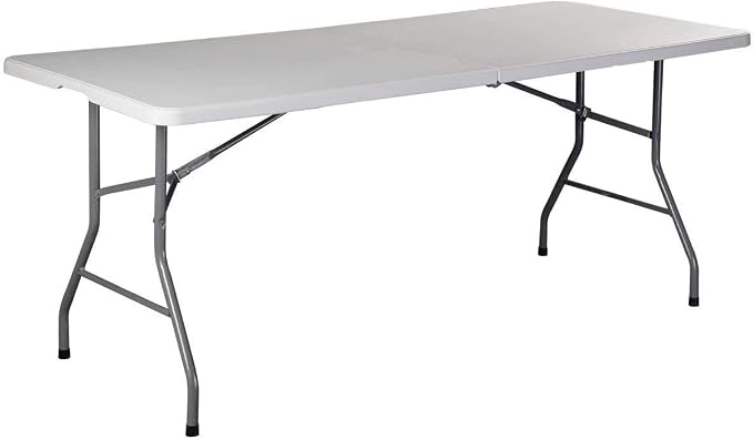 6' Folding Table Portable Plastic Indoor Outdoor Picnic Party Dining Camp Tables (White) (1, White) (1, White) (6 Inches)