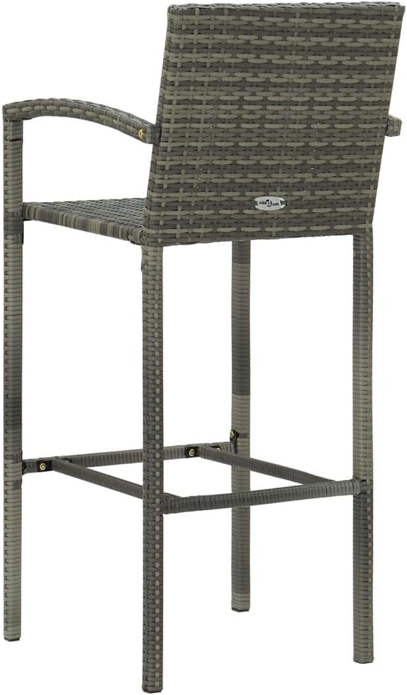 5 Piece Patio Bar Set with Armrest,Garden Table and Chairs Sets,Garden Conversation Sets, Outdoor Patio Furniture,for Patio,Backyard,Garden,Poly Rattan Gray