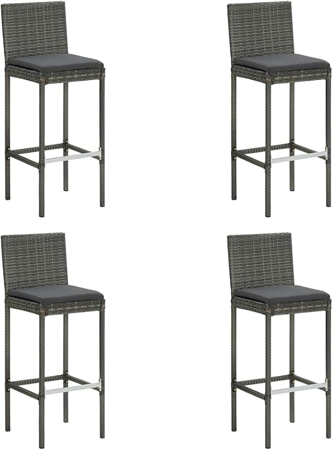 5 Piece Patio Bar Set with Cushions,Garden Table and Chairs Sets,Garden Conversation Sets, Outdoor Patio Furniture,for Patio,Backyard,Garden,Poly Rattan Gray