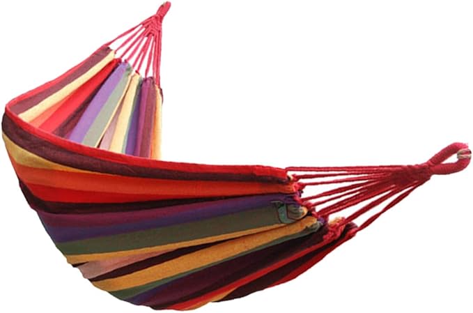 UPKOCH Camping Hammock Canvas Swing, Portable Outdoor Hanging Chair 190x85cm, Striped Garden Hammock for Backyard Patio and Travel