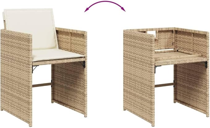 13-Piece Patio Dining Set with Cushions Beige Poly Rattan Outdoor Furniture for Garden Backyard Balcony Porch