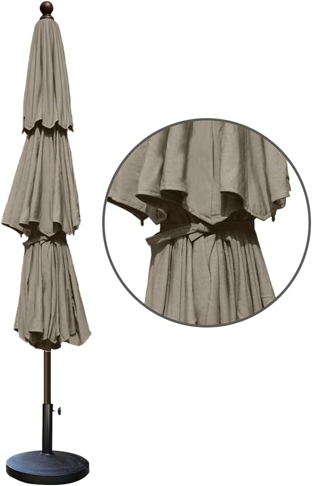 EliteShade USA 10-Year-Non-Fading 9ft 3-Tier Market Patio Umbrella, Commercial Grade Outdoor Table Umbrella with Crank Open, Windproof & UPF 50+ UV Protection, Heavy Duty Ventilation for Garden, Deck, Pool, Backyard, Beach & Bistro, Taupe
