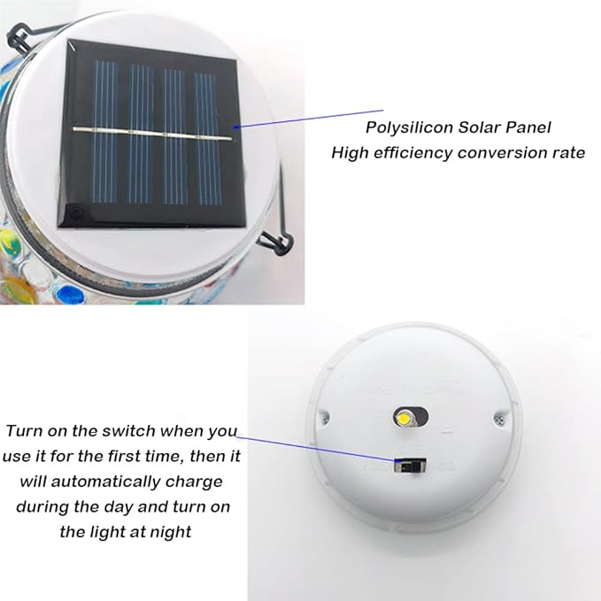 Color Changing Solar Powered Mosaic Glass Ball Light, IP65 Waterproof Garden Outdoor Table Lamps, Decorative Night Light for Patio, Yard, Room & Ideal Gift for Women/Girls