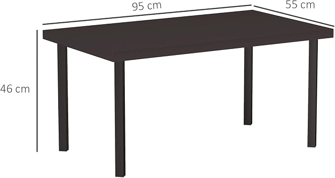 Outsunny Metal Garden Coffee Table, Rectangular Outdoor Side Table with Woodgrain Tabletop, Foot Pads for Outside, Garden, Balcony, Porch, 95 x 55 x 46cm, Brown