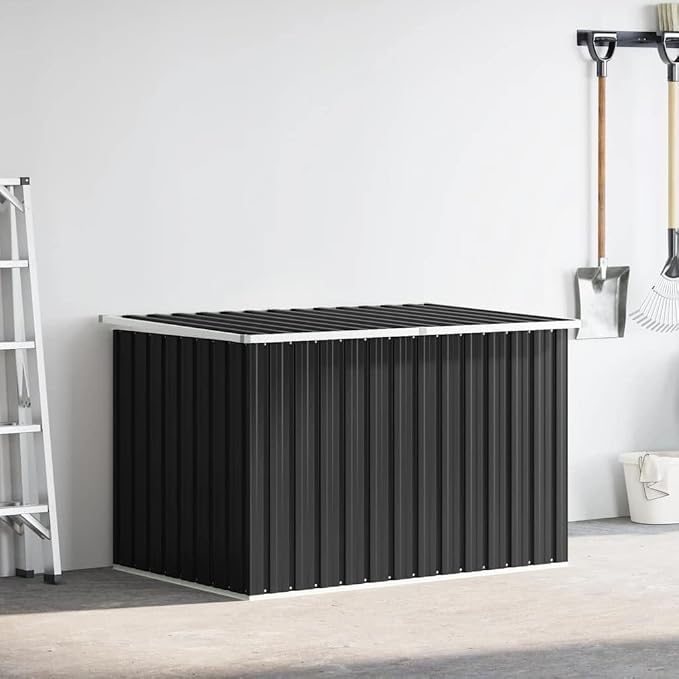Large Garden Storage Box, Weather-Resistant Galvanized Steel Outdoor Deck Bin for Patio, Cushions, Pillows, and Tools, Anthracite Matte Finish, 67.3 x 39.0 x 36.6 Inches