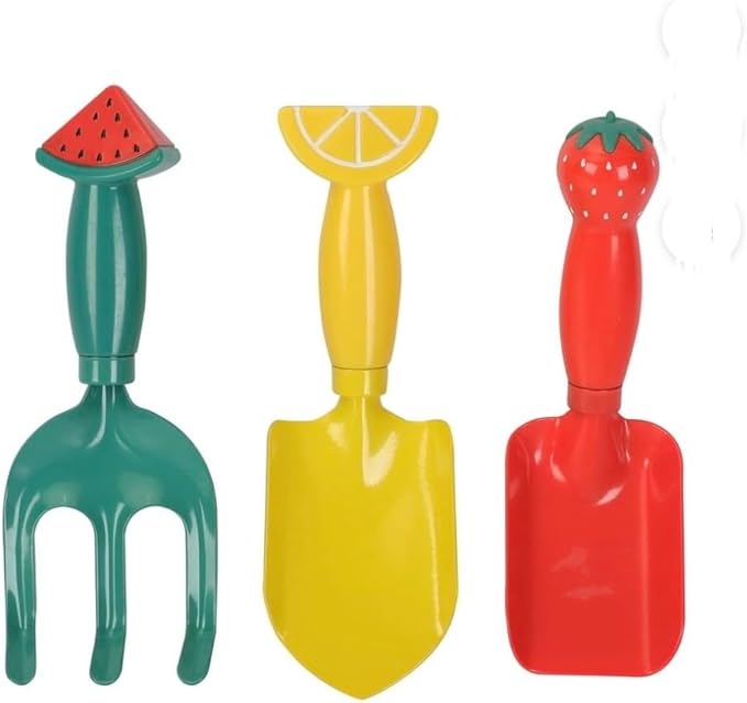 Kids 3-Piece Hand Tool Gardening Set, Fruit Design, Durable Steel Heads with Child-Friendly Edges