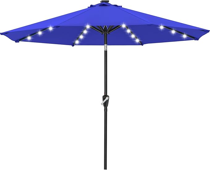 ABCCANOPY Durable Solar Led Patio Umbrellas with 32LED Lights 9FT (Blue)