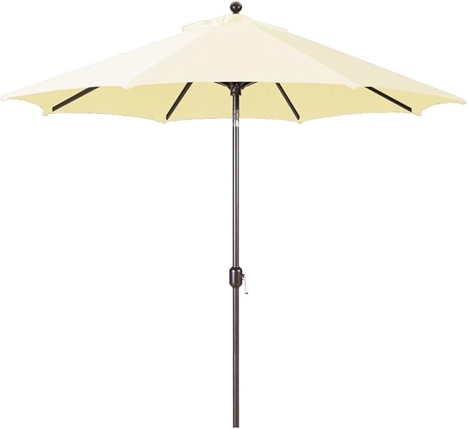 Galtech 11FT Octagon Patio Umbrella with Auto Tilt, Heavy Duty Bronze Frame, Sunbrella Fabric, Natural Color, 98% UV Protection for Outdoor Spaces