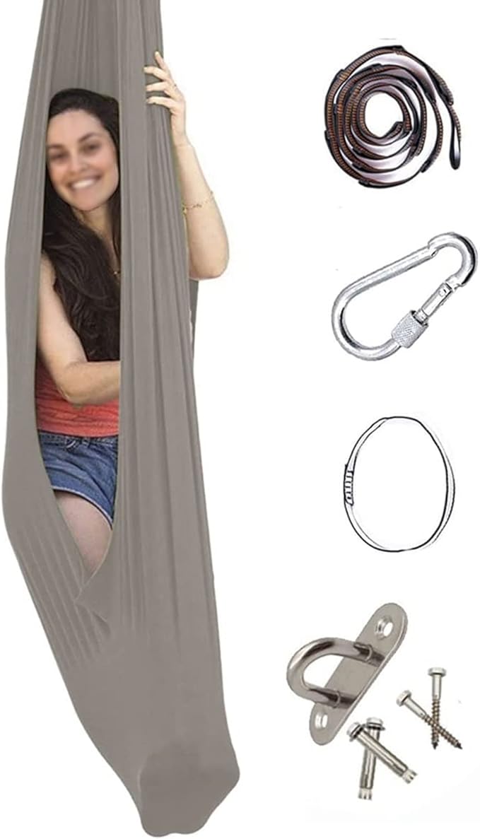 Indoor Therapy Swing Kids Snuggle Swing With Special Needs Cuddle Hammock For Children Adults Autism, ADHD, Aspergers Sensory Integration Easy To Install ( Color : Gray , Size : 150*280CM/59*110in )