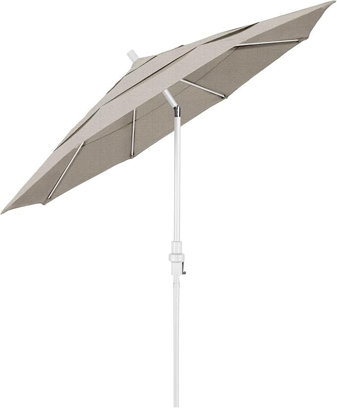 California Umbrella 11' Round Crank Lift, Collar Tilt, Aluminum Pole, Fiberglass Rib Patio Umbrella, White Finish