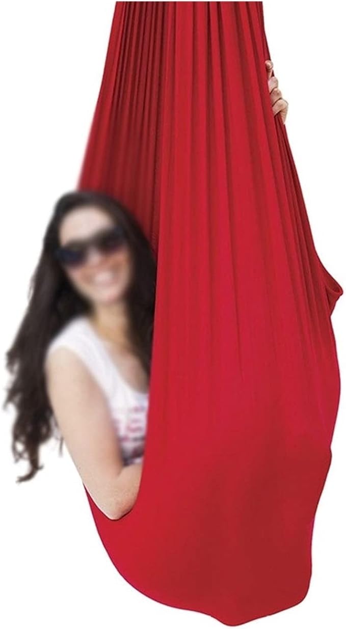 Therapy Hammock Outside, Vertical Stability Training Kids Sensory Suspended Swing for Autism, Up to 440 Lbs (200 Kg) (Color : Red, Size : 150x280cm/59x110in)