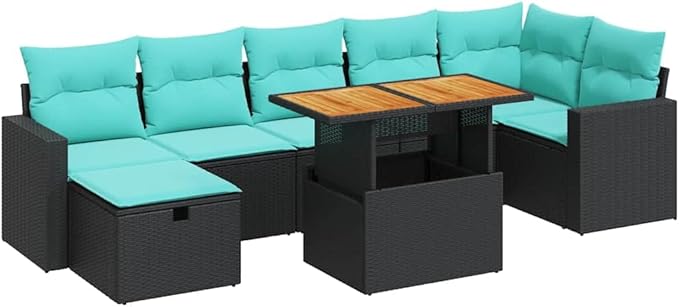 8 Piece Patio Furniture Set Outdoor Sofa Sectional Gray PE Rattan Modular Conversation Set with Cushions for Patio Garden Backyard