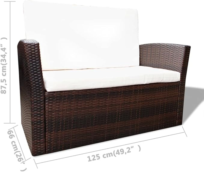 Patio Lounge Set with Cushions,Outdoor Patio Furniture,Conversation Furniture,Patio Furniture Sets,for Terrace,Garden,Backyard,4 Piece Poly Rattan Brown