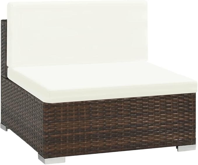 vidaXL Patio Furniture Set 6 Piece, Patio Conversation Set with Cushions, Outdoor Sectional Sofa with Table for Garden, Scandinavian, Poly Rattan Brown