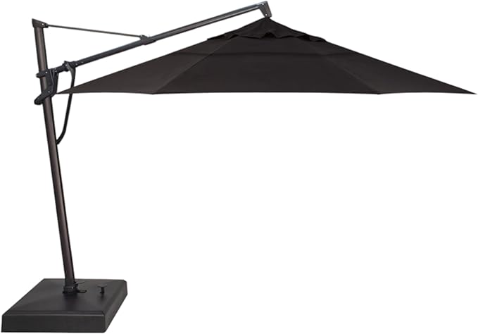 Treasure Garden AKZ PLUS Cantilever Umbrella 13' Octagonal Sunbrella Black Canopy and Black Frame with Rolling Base