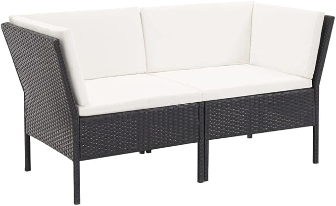 Patio Lounge Set with Cushions,Outdoor Furniture,Outdoor Furniture Sets,Patio Conversation Sets,for Garden,Deck,Backyard,6 Piece Poly Rattan Black