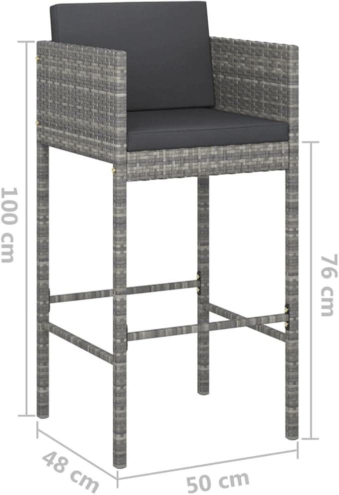 Patio Bar Set with Cushions,Outdoor Table and Chairs Set,Terrace Conversation Set Furniture,Outdoor Furniture,for Garden,Backyard,5 Piece Poly Rattan Gray