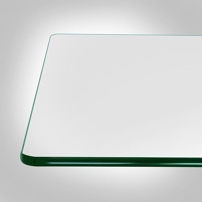 Dulles Glass 24 inch Square Glass Table Top - Tempered - 3/8" Thick Glass Surface, Safe Pencil Edge, Radius Corners, Multipurpose for Dining Table, Patio, Coffee and End Table