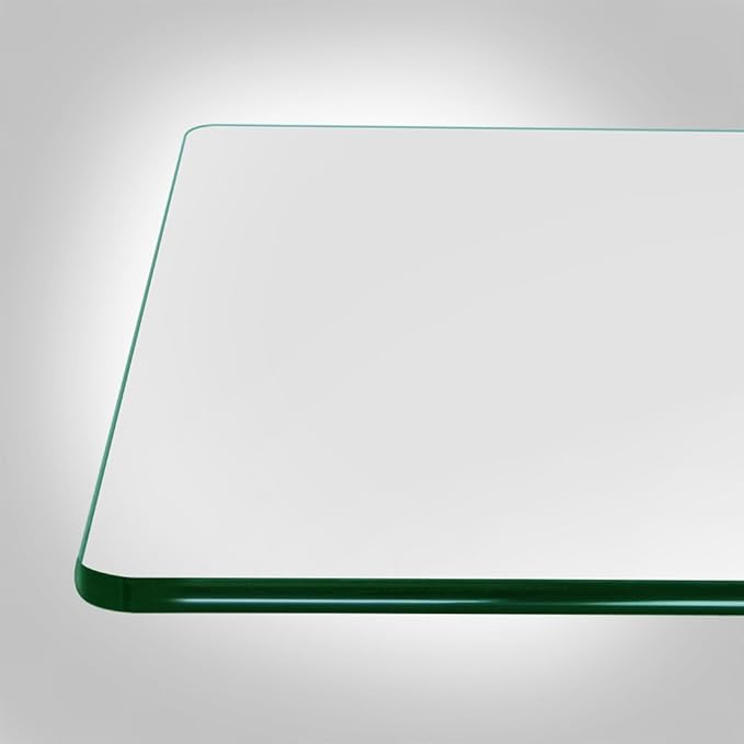 Dulles Glass 36 inch Square Glass Table Top - Tempered - 3/8" Thick Glass Surface, Safe Pencil Edge, Radius Corners, Multipurpose for Dining Table, Patio, Coffee and End Table