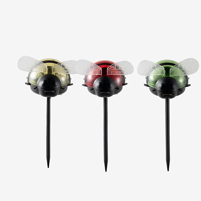 Rezpuao Solar Lights for Outside 3 Pack Solar Garden Bee Stakes Outdoor Lights for Yard Patio Decor