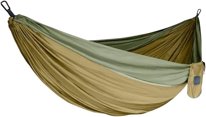 Creative Color Matching Double Hammock, Outdoor Anti-Rollover Nylon Hammock Chair, Easy to Set Up, Load Bearing 300kg/661.4lbs(Camel)