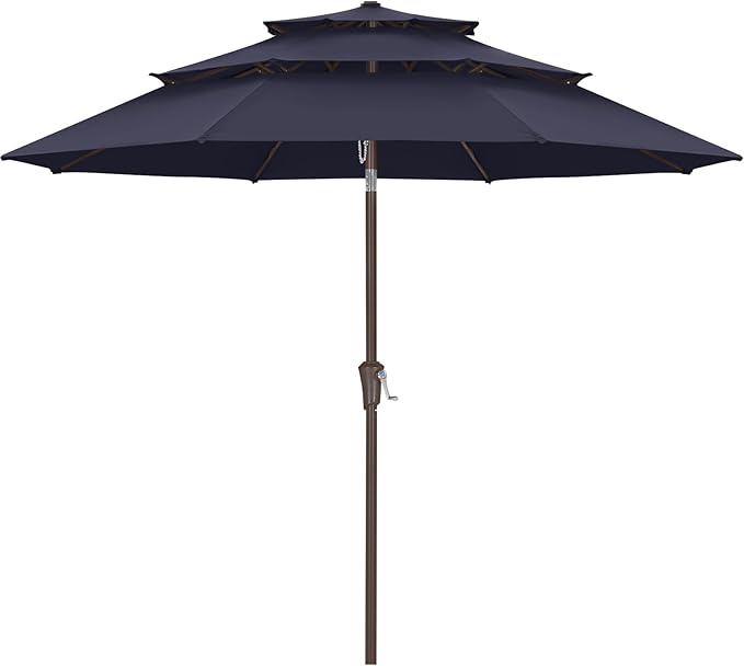 ABCCANOPY 10Ft 3 Tiers Market Umbrella, Outdoor Table Umbrella for Patio, Deck, Backyard (Navy Blue)