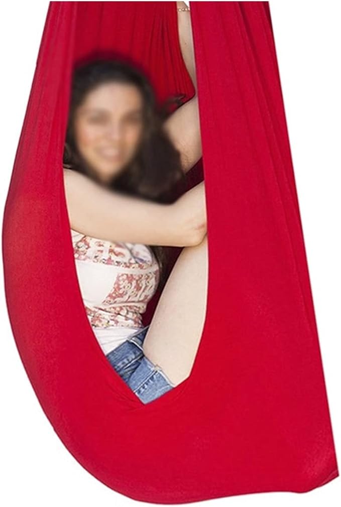 Therapy Swing for Kids and Teens, Cuddle Hammock Children with Autism, ADHD, Aspergers and Sensory Integration (Color : Red, Size : 150x280cm/59x110in)