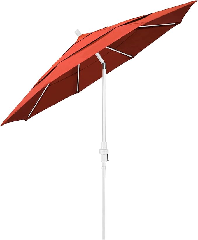California Umbrella 11' Round Crank Lift, Collar Tilt, Aluminum Pole, Fiberglass Rib Patio Umbrella, White Finish