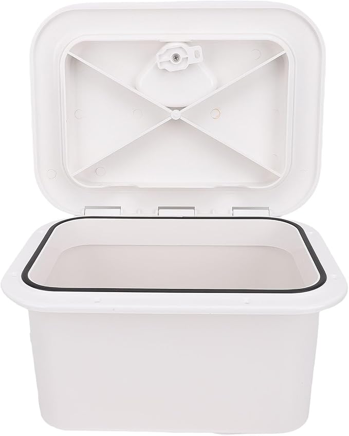 Tbest Marine Boat Storage Box ABS Plastic Embedded Deck Compartment Organizer for Fishing Gear Tools Bait Accessories White 37.5 x 27 17.5cm