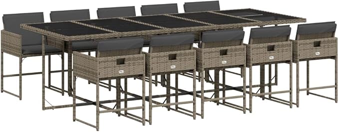 WXGTBKPR 11 Piece Outdoor Dining Set with Cushions, Foldable PE Rattan Chairs, Space-Saving Patio Furniture for Garden, Backyard, 10-Seater