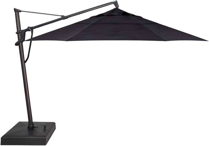 Treasure Garden AKZ PLUS Cantilever Umbrella 13' Octagonal Obravia Navy Canopy and Black Frame with Rolling Base