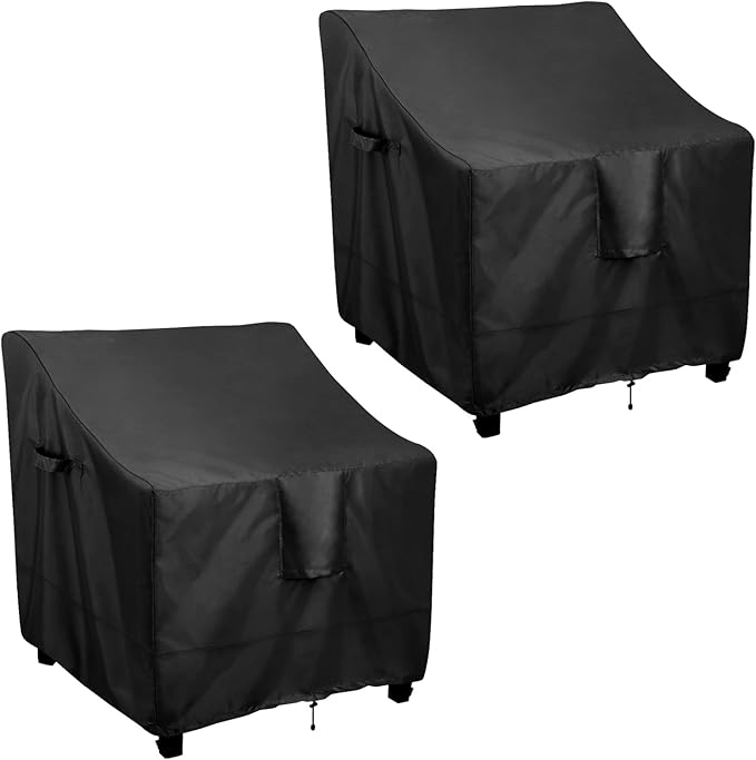 OutdoorLines Outdoor Waterproof Furniture Chair Cover - UV-Resistant Patio Lawn Chair Covers for Outdoor Furniture Windproof Heavy Duty Chair Covering, 2 Packs, 29Wx30Dx36H Inches, Black