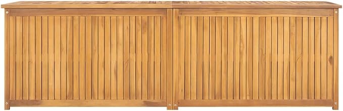 Wooden Garden Patio Storage Box with PE bag, Deck Storage Container Box for Patio Cushions and Gardening Tools, 68.9"x19.7"x21.7" Solid Wood Teak