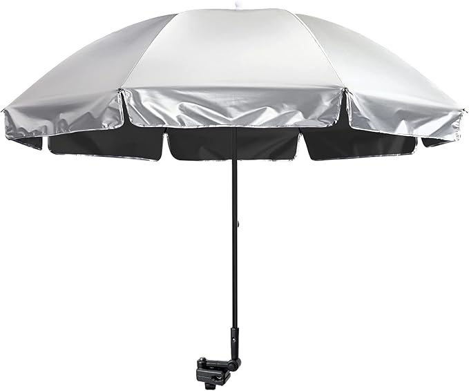 G4Free UPF 50+ Universal Clamp On Umbrella Adjustable Outdoor UV Protection Beach Chair Umbrella for Strollers, Wheelchairs, Patio Chairs, and Golf Carts