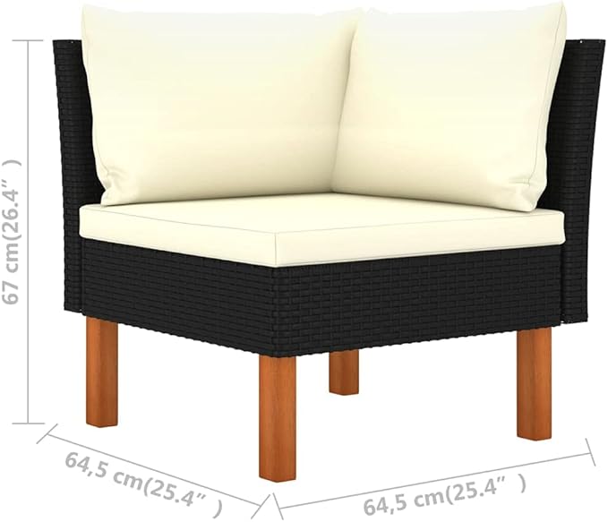 6 Piece Patio Lounge Set with Cushions, Porch Furniture Set Patio Conversation Set Front Porch Furniture Outdoor Dining Sets for Exhibition Piazza Garden Negotiation Area Poly Rattan Black
