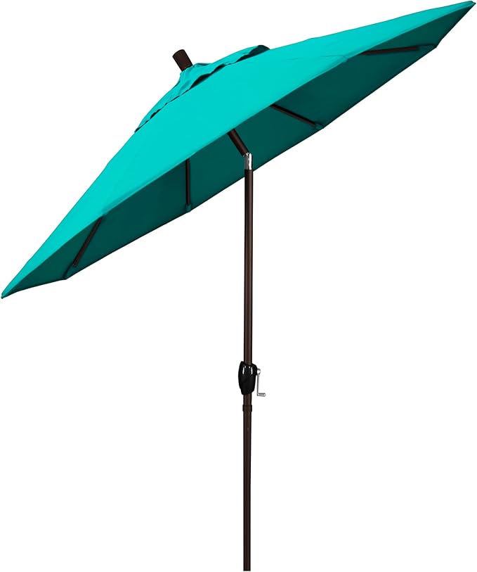 California Umbrella GSPT758117-5417 7.5' Round Aluminum Market, Crank Lift, Push Button Tilt, Bronze Pole, Sunbrella Aruba Fabric