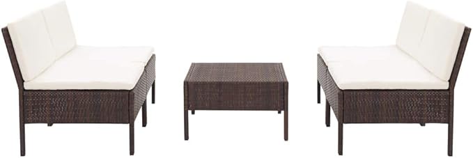 Patio Sofa Set with Cushions,Patio Lounge Set,Outdoor Furniture,Outdoor Furniture Sets,Patio Conversation Sets,for Garden,Deck,Backyard,5 Piece Poly Rattan Brown