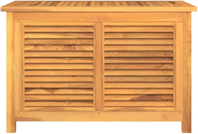 Deck Box Indoor Outdoor Storage Container Furniture with Bag, Patio Storage Box Bin Organizer for Garden Tools, 35.4"x19.7"x22.8" Solid Wood Teak