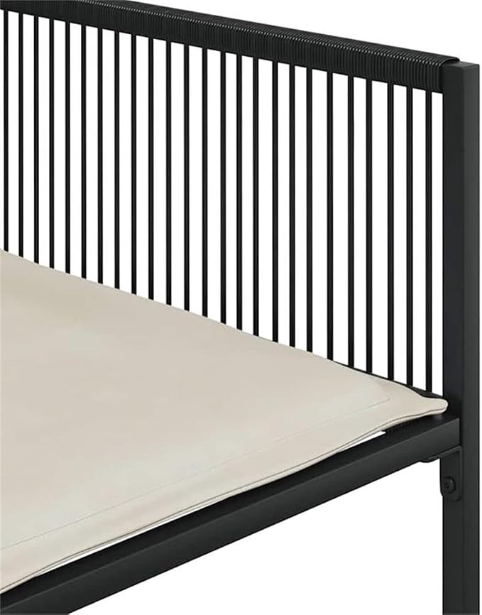 Afuera Living 7-Piece Patio Dining Set, Poly Rattan and Powder-Coated Steel, Black and Cream Finish, UV-Resistant Cushions, Tempered Glass Tabletop, Outdoor Use, Garden, Patio, Terrace Seating for 6
