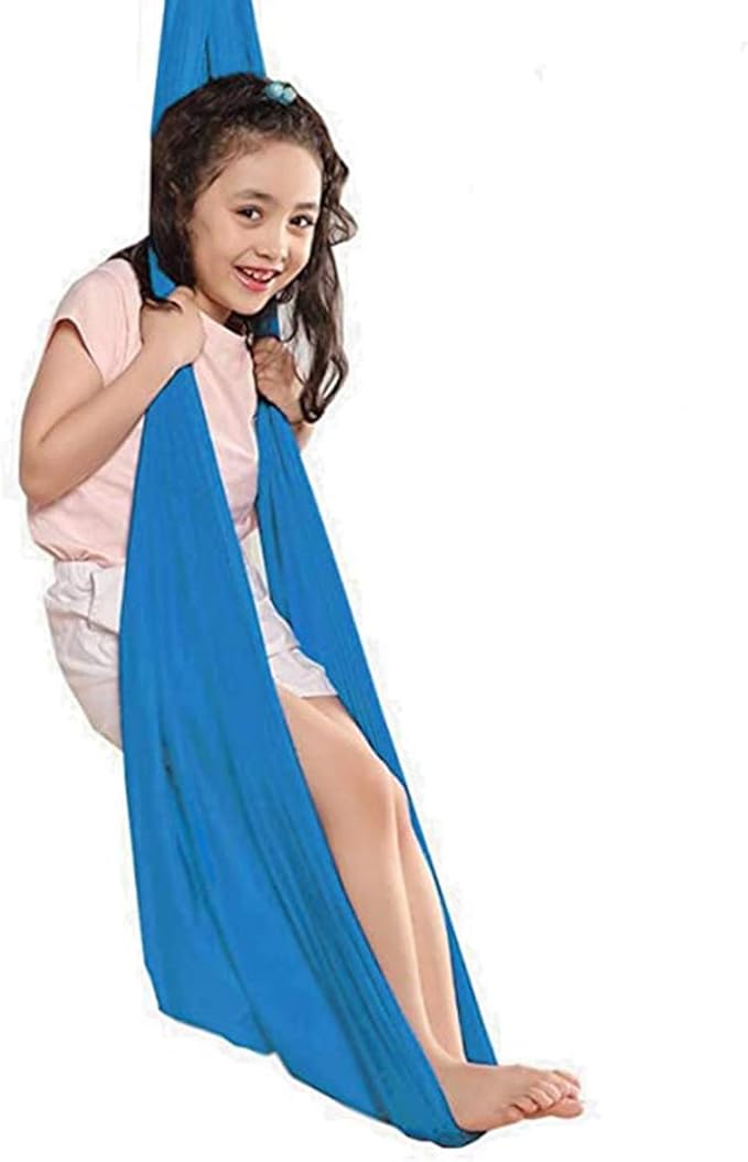 Portable Swing Indoor Kids Therapy Swing for Children Cuddle Hammock Autism ADHD ADD Sensory Integration Up to 440lbs (Color : Blue, Size : 100 x 280 cm)