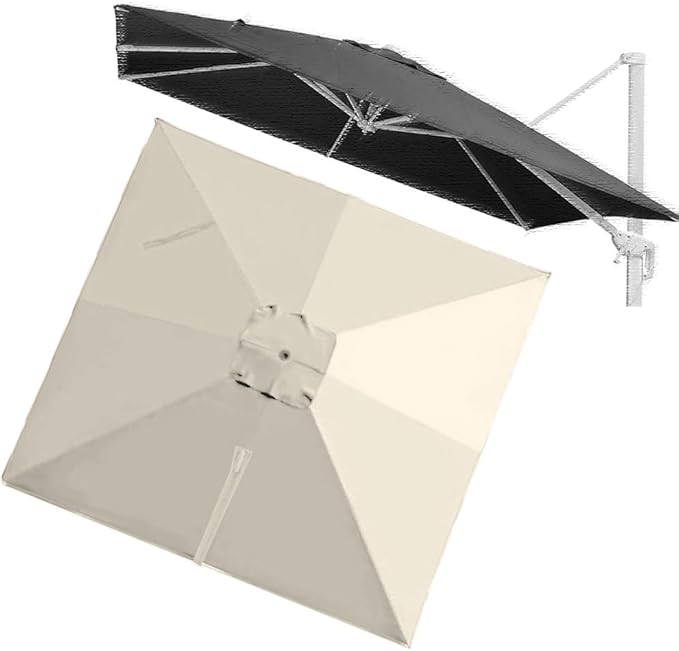 Patio Umbrella Replacement Canopy, 250x250cm Square Offset Umbrella Cover, 8 Rib Cantilever Umbrella Replacement Canopy for Outdoor Garden, Deck and Patio