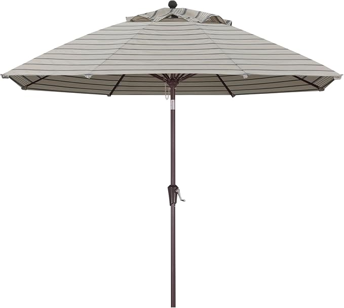 ABCCANOPY OLEFIN® 5-Year No Fading 9FT Patio Umbrella, Outdoor Table Umbrella with 8 Sturdy Ribs for Deck, Backyard, Yard (Brown Black Stripe)