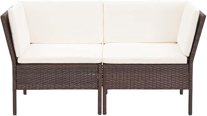 Patio Sofa Set with Cushions,Patio Lounge Set,Outdoor Furniture,Outdoor Furniture Sets,Patio Conversation Sets,for Garden,Deck,Backyard,6 Piece Poly Rattan Brown