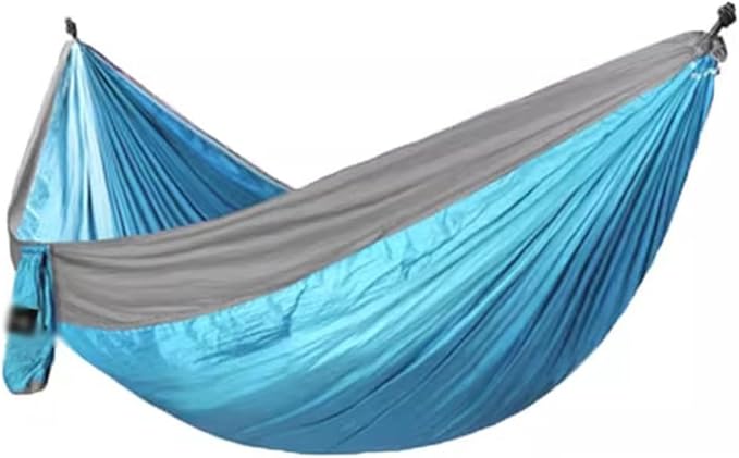 Comfortable and Lightweight Double Hammock, Outdoor Anti-Rollover Leisure Swing, with Storage Bag/Hook/Rope, Load Bearing 300kg/661.4lbs(Blue)