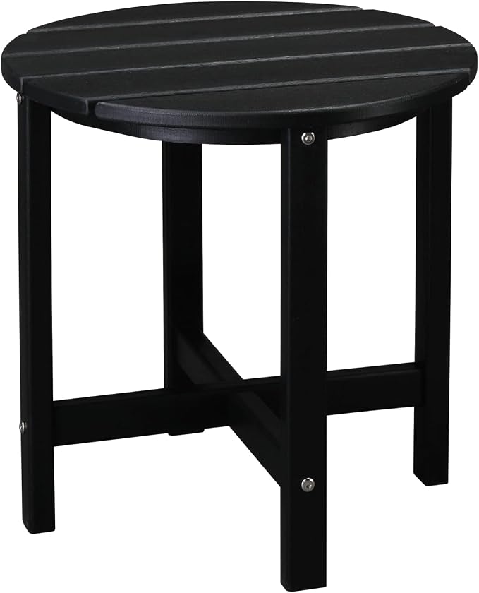 Vasitelan Patio Adirondack Side Table, Double Outdoor Side Table, Poly Lumber end Table, Weather Resistant for Indoor, Patio, Pool, Porch (Black)