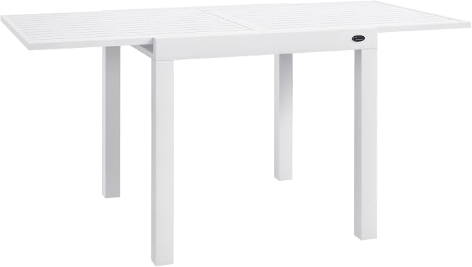 Outsunny Expandable Patio Dining Table for 4-6, 35.5" -70.75" Aluminum Extendable Outdoor Dining Table, Square/Rectangular Patio Table for Garden, Backyard, Poolside, Deck, White