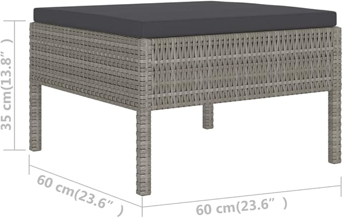 Patio Lounge Set with Cushions,Outdoor Patio Furniture,Outdoor Chat Conversation Set,Garden Furniture Sets,for Patio,Backyard,Garden,Outdoor,6 Piece Poly Rattan Gray